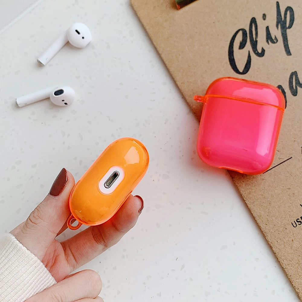 Флуоресцентный цветной чехол для наушников Apple Airpods Pro 3 2 1 беспроводных Жесткий