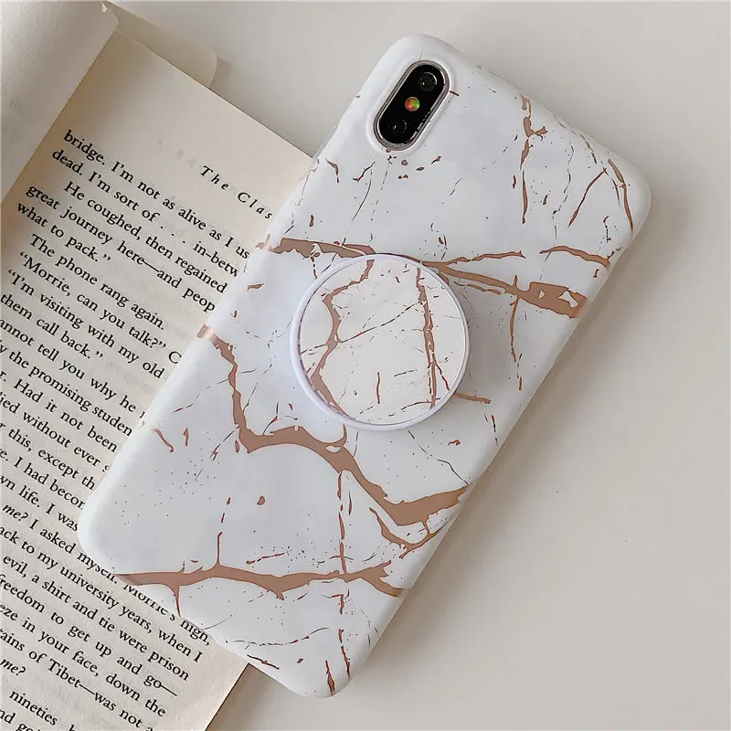 0939 A3 FLYKYLIN милый розовый мраморный чехол для iphone XS Max XR X 6 S 6 S 7 8 Plus задняя крышка на мягкой IMD силиконовой матовой Coque держатель стенд - Цвет: 0939 A3
