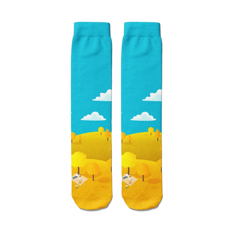 Хлопковые носки осенние цветные носки-трубы с листьями компрессионные модные