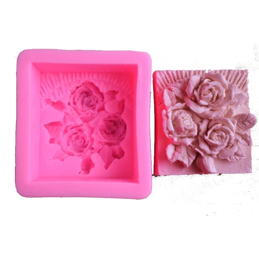 Big Size Rose Flower Silicone Soap Molds Embossed Peony Flowers Decoration Handmade Loaf Making Mould | Дом и сад
