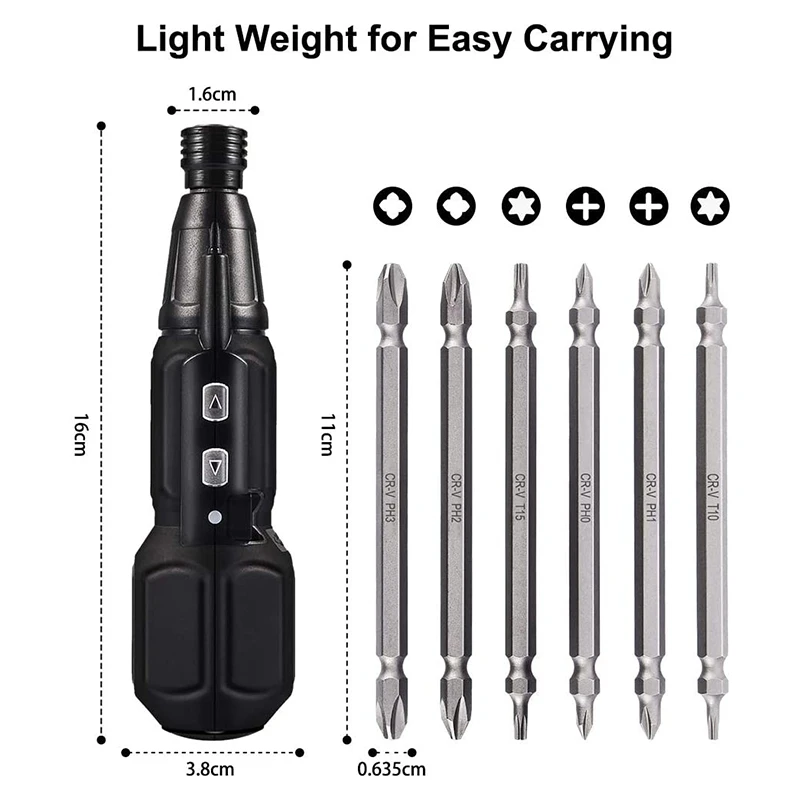 

Electric Screwdriver Rechargeable Cordless Screwdriver with 6 Changeable Screw Bits for Home DIY Newbies and Experienced