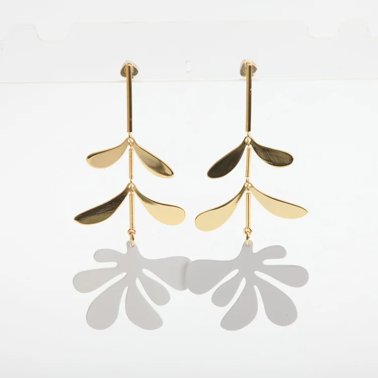 

Europe and the United States niche jewelry enamel exaggerated leaves earrings earrings earrings women