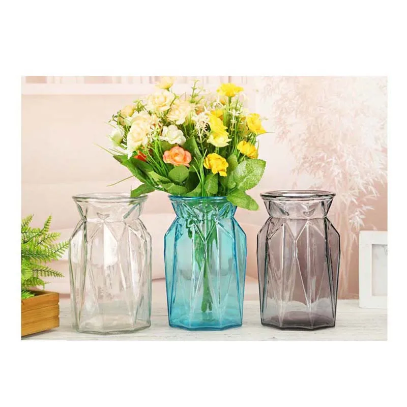 Креативная современная стеклянная ваза прозрачная цветная для цветов с