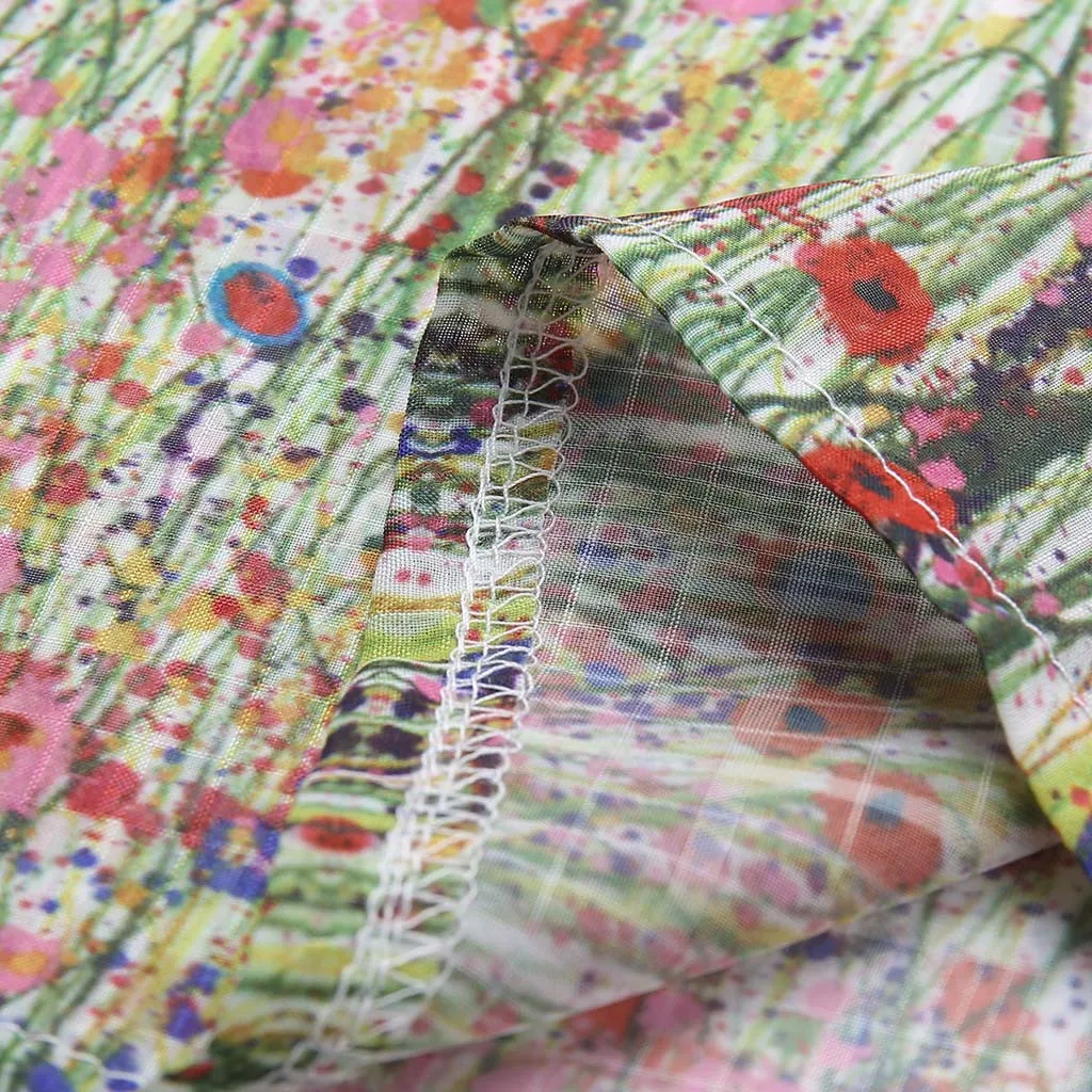 Женская льняная блузка с длинным рукавом V образным вырезом и цветочным