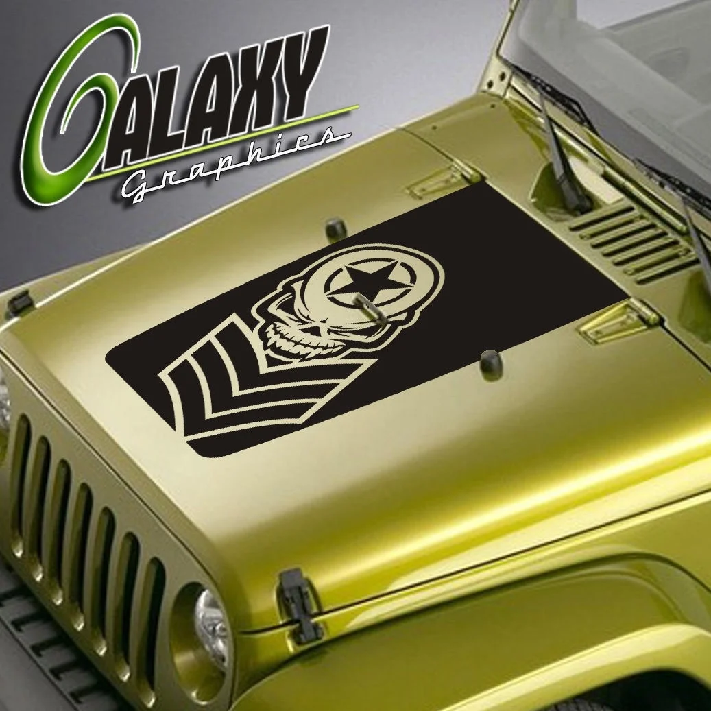 

Для Jeep Wranglerout Hood Decal - Skull Chevron Sticker TJ LJ JK