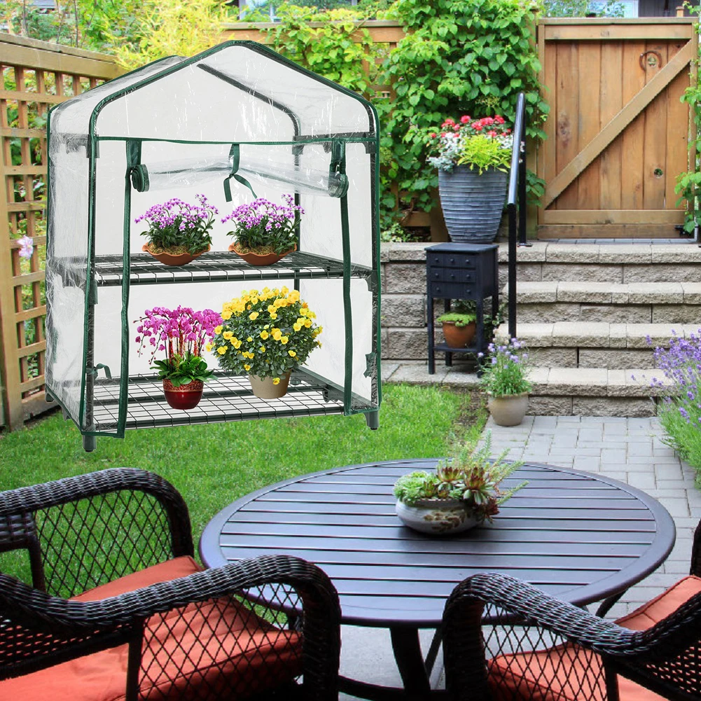 Two Floors Green Household Plant Greenhouse Mini Garden Warm Room PVC 92x69x49CM |