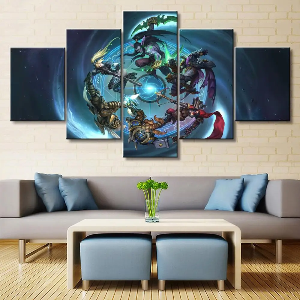 

5 Piece Wall Art Canvas Game Hero Figure Posters & Prints Modern Home Modular Decor Bedroom And Living Room Decoration Paintings
