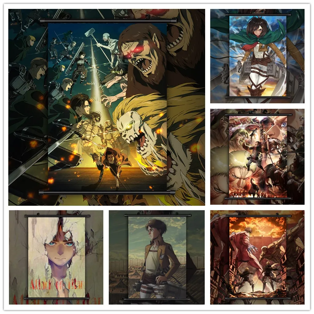 

Attack on Titan Eren Jaeger Mikasa Ackerman HD Print Wall Poster Scroll