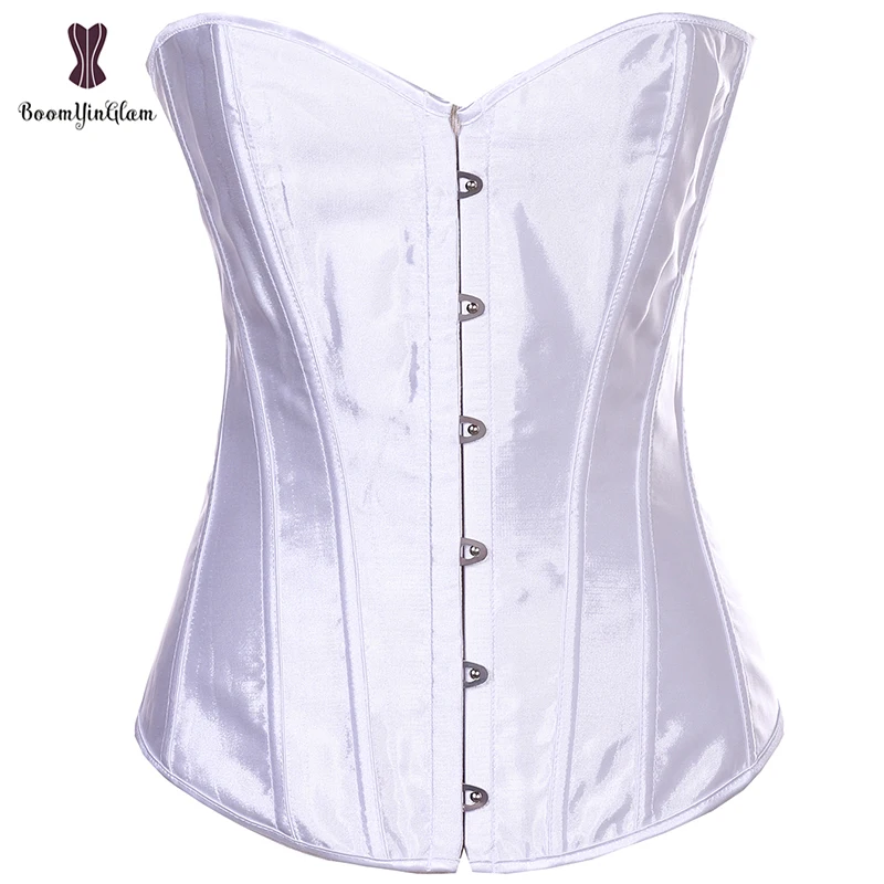 Атласный корсет простой элегантный черный белый розовый бюстье пластиковый с
