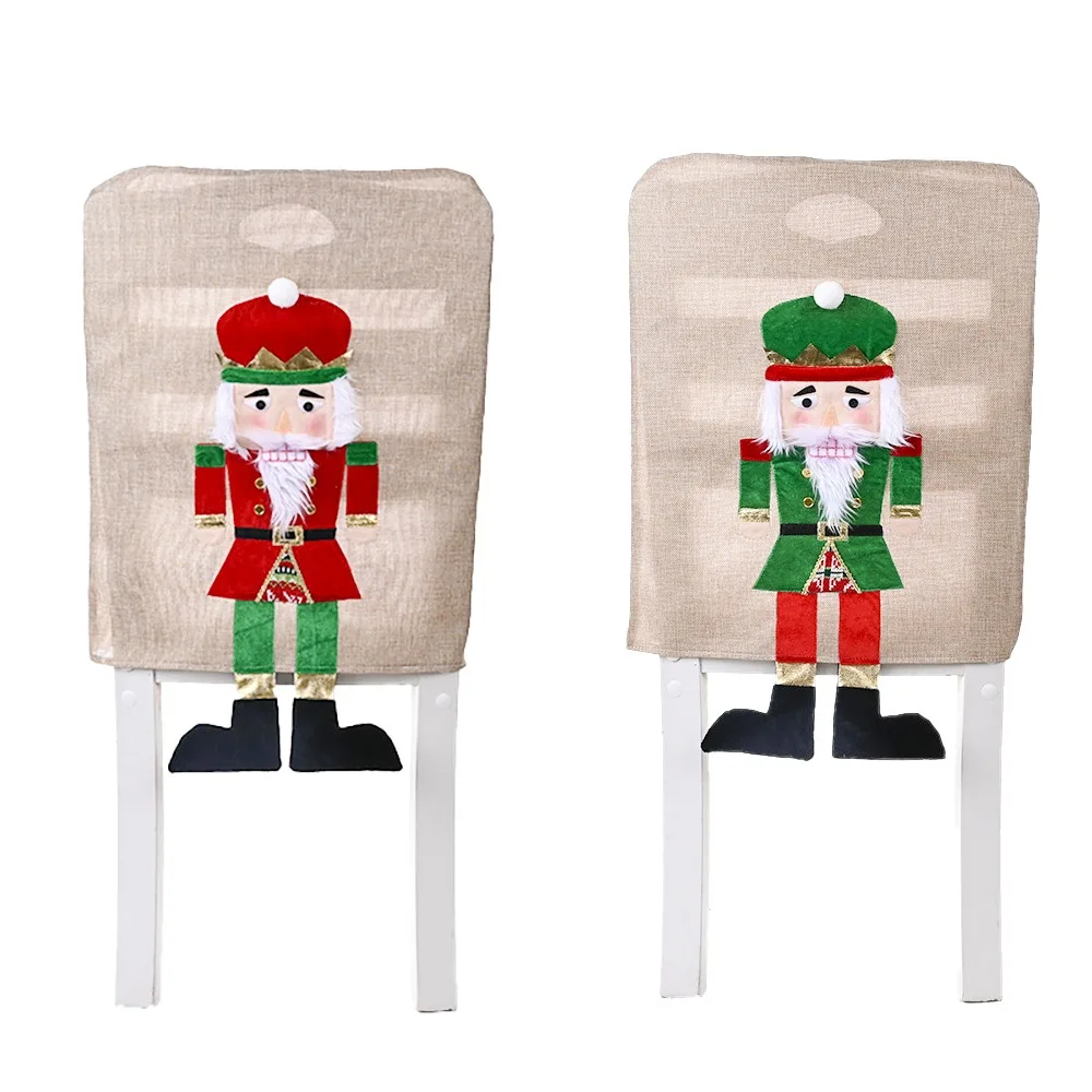55X45Christmas эластичный Чехол для стула грецкий орех солдат зеленый ножной