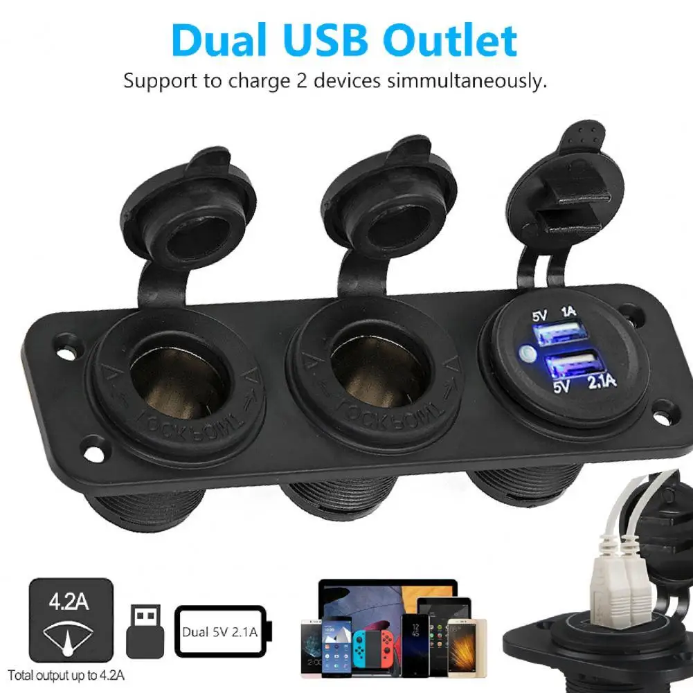 

Автомобильное зарядное устройство 3 в 1 с двумя USB-портами, постоянный ток 12-24 В