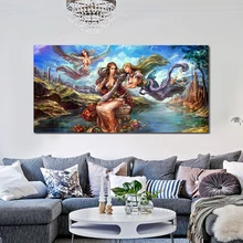 Картина на холсте красивая фея плакат печать дети стены
