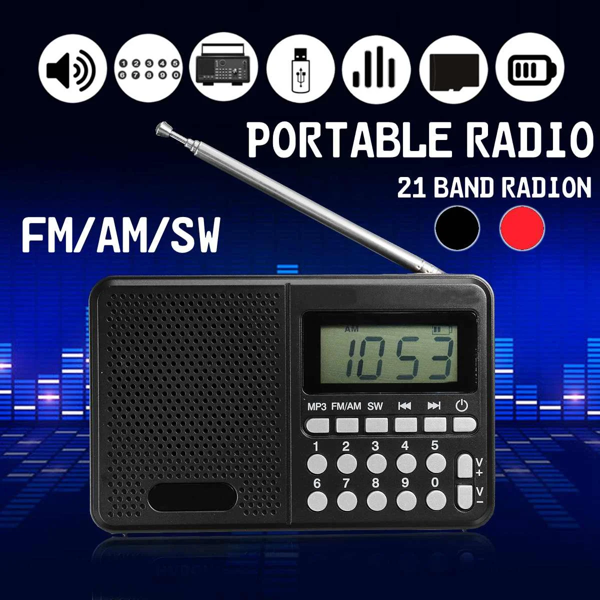 Радио беспроводные колонки Портативный FM-радио Музыкальный плеер цифровой