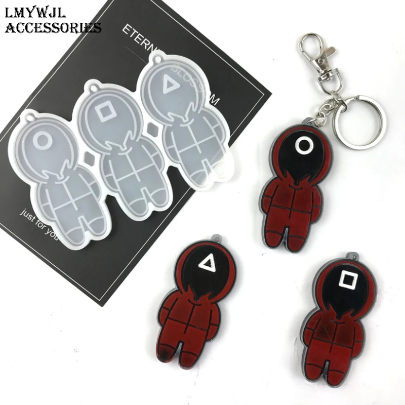 

Squid Game Epoxy Resin Molds Squid Game Mask Biscuits Keychain Coaster Resin Mold Silicone DIY Crafts Accessories