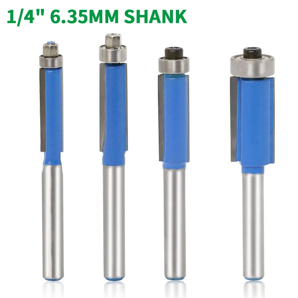 

4PC/Set 1/4" 6.35MM Shank Milling Cutter Wood Carving Flush Trim Router Bits For Wood Trimming Cutters With Bearing Woodworking