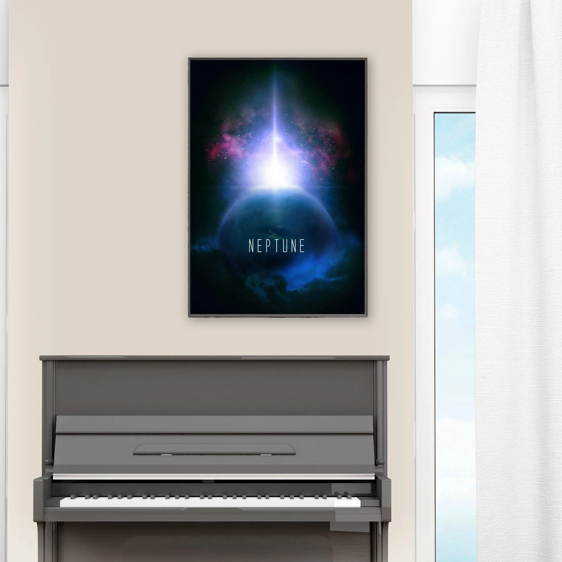 Плакат с изображением планеты Нептуна минимализм фотография печать настенная