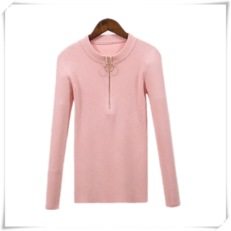 Sexy Zipper Sweater 2018 New Autumn Winter Women Pullover Chic Female O-neck Knitted Slim Fit Pullovers Ladies | Женская одежда