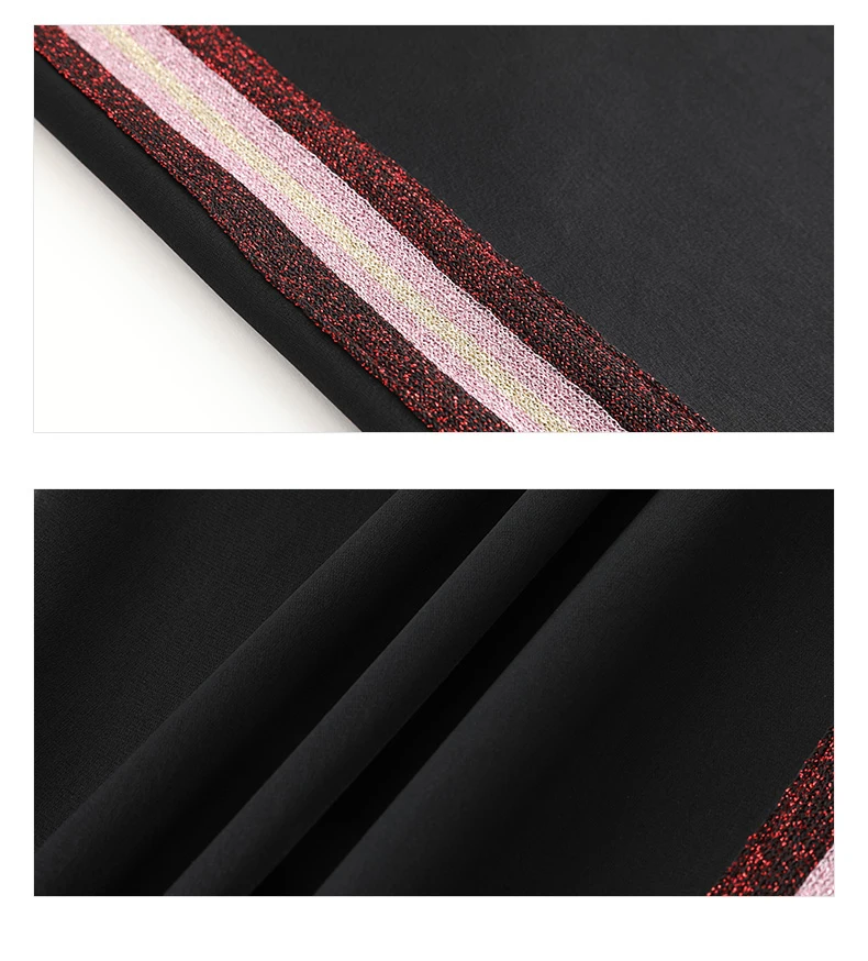 

WOmen Elastic Waistband Slim Fit Acrylic Panel Striped Loose Straight Leg Pants