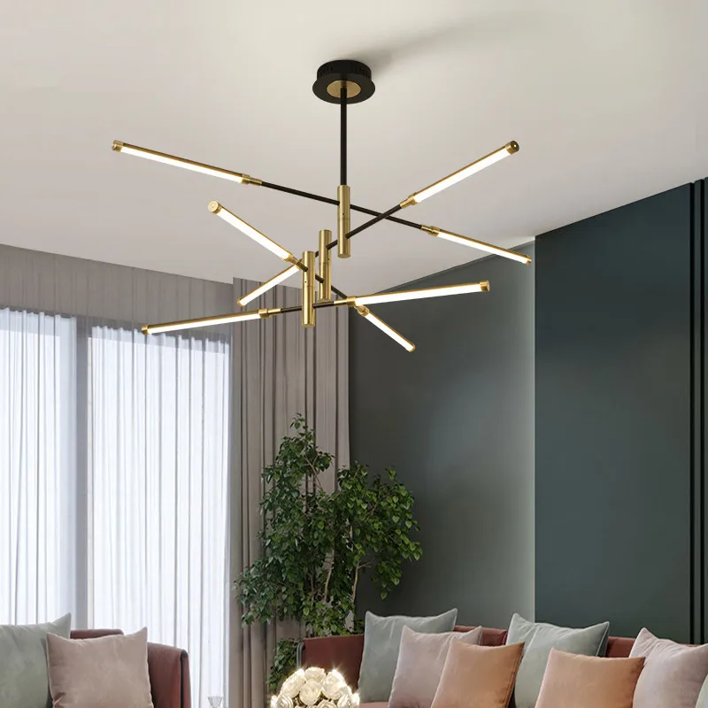 Черная современная светодиодная Люстра для гостиной спальни люстры с акриловым