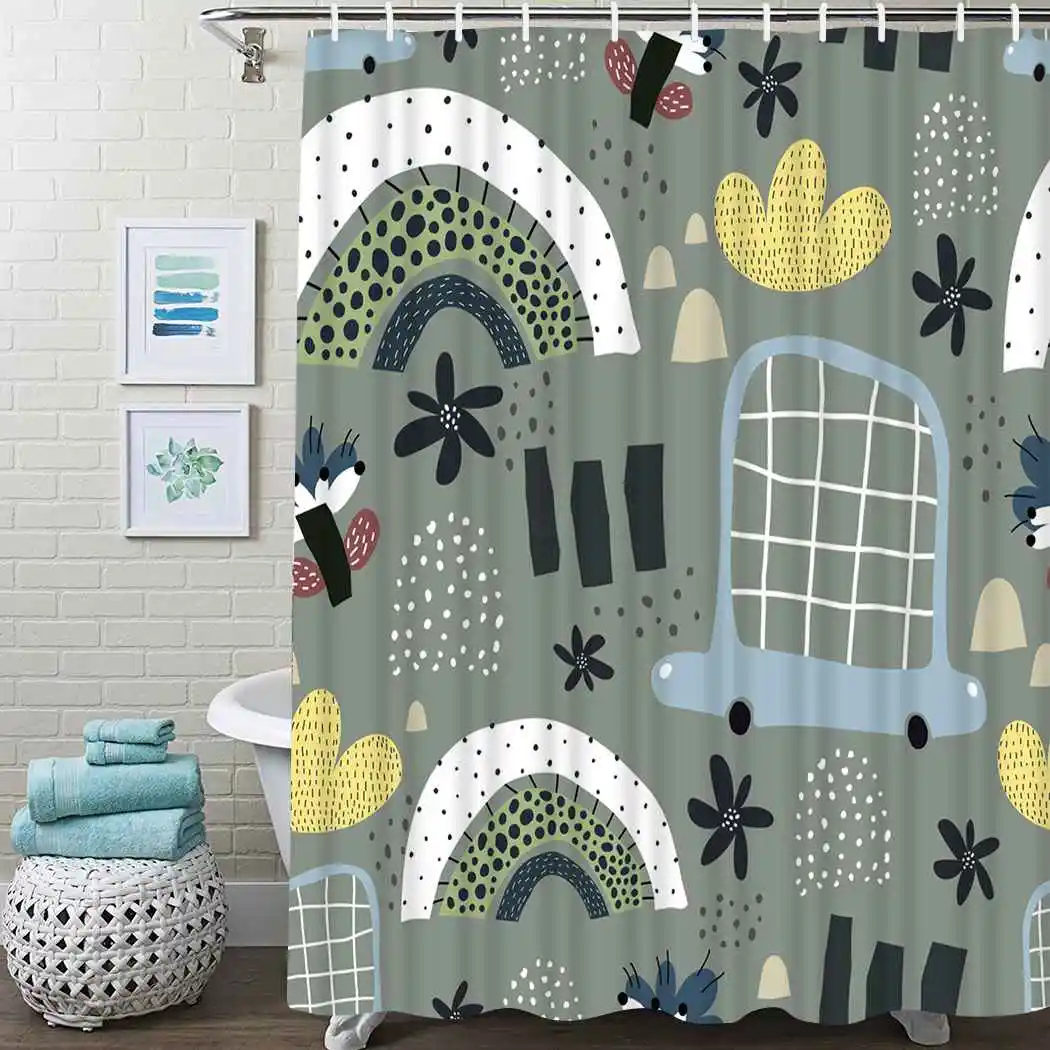 

Truck Flower Shower Curtain Merry Christmas Shower Curtain Waterproof Fabric For Bathroom Decor Shower Curtains Set With Hooks
