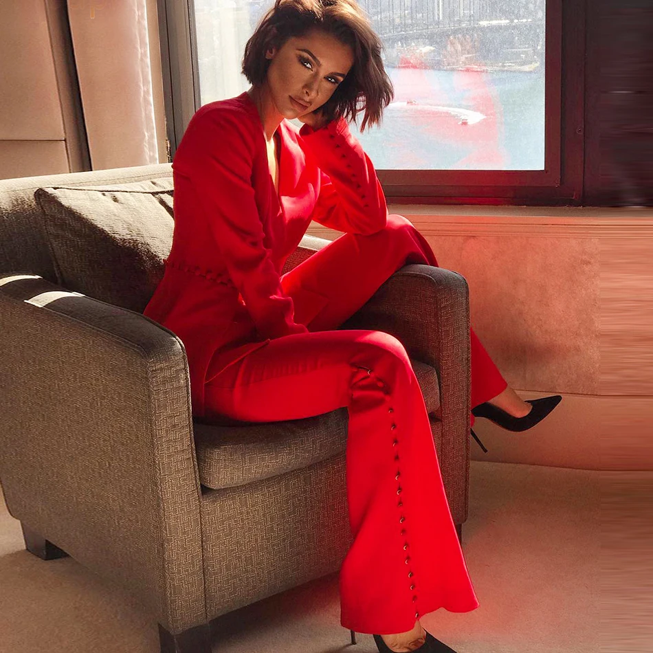 Amily.c 2020 Новая зимняя Женская куртка красная с длинными рукавами и 2 предмета из