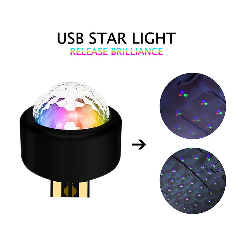 Универсальная USB Светодиодная Звездная атмосферная лампа Автомобильный
