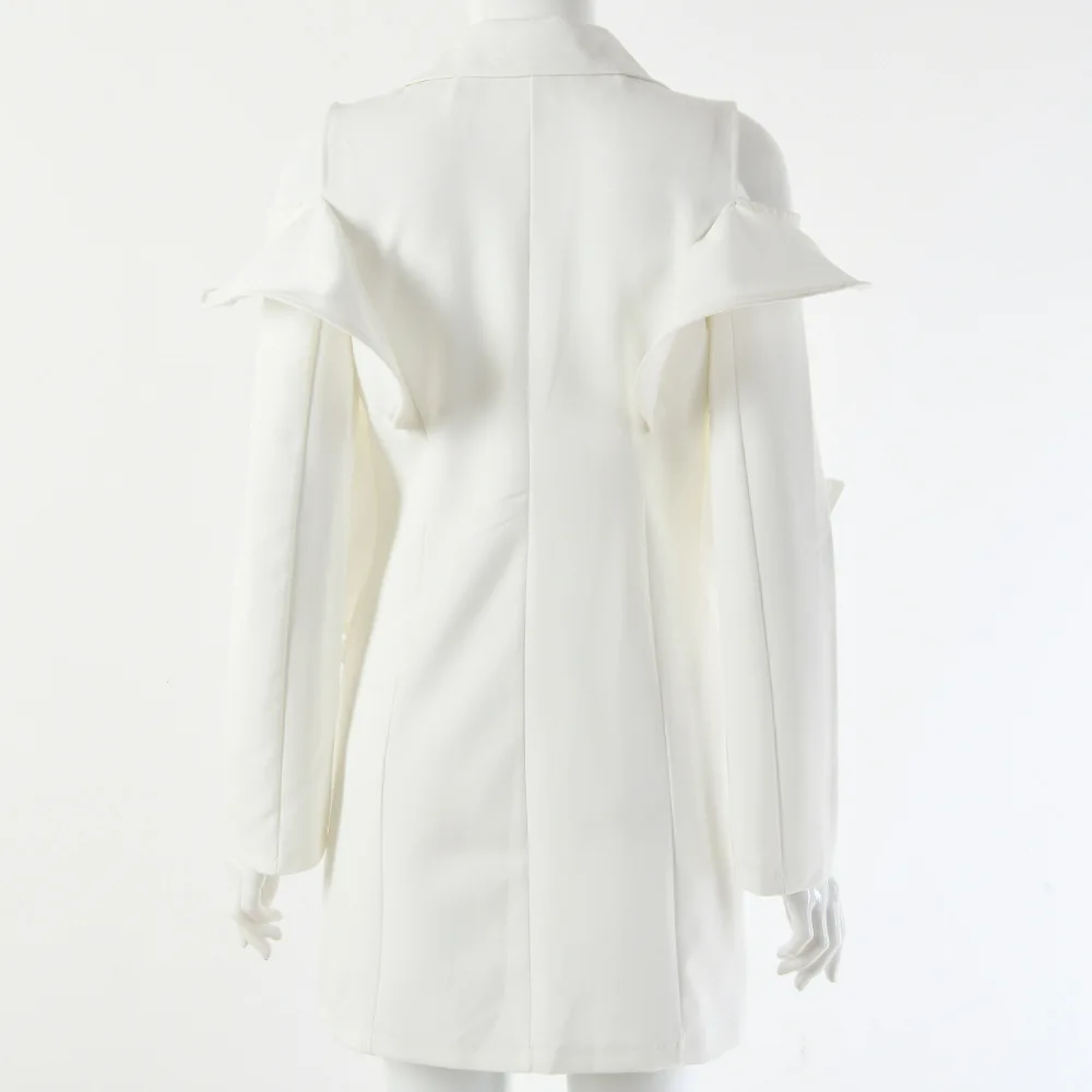 

HStar Women Long Sleeve Ruffles Blazer Jacket Vintage Off Shoulder Female Sexy Blazer Street Wear Office Lady Outwear