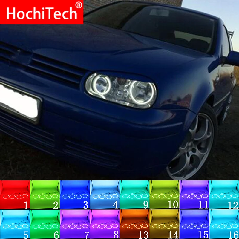 

Разноцветные светодиодные кольцевые глаза ангела RGB DRL RF пульт дистанционного управления для Volkswagen VW Golf MK4 R32 VR6 CABRIO A4 1998 - 2004 аксессуары