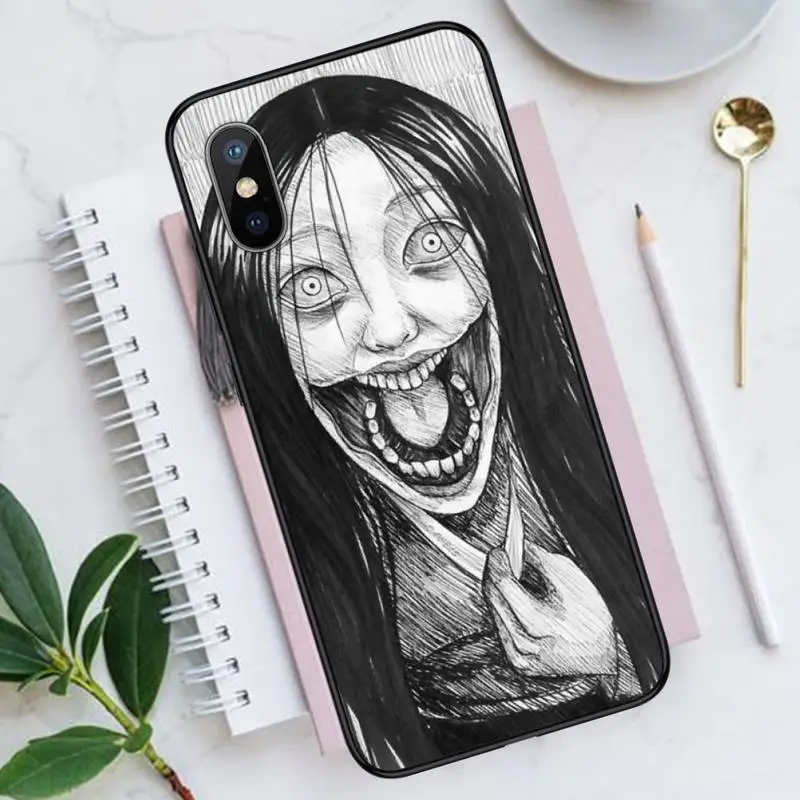 

Junji Ito Tees Horror pattern Phone Case for iPhone 11 12 pro XS MAX 8 7 6 6S Plus X 5S SE 2020 XR Luxury brand shell funda