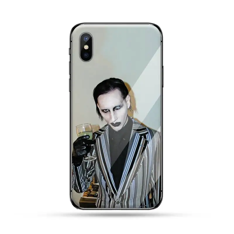

Marilyn Manson famous actor luxury Anti-fall Phone Case funda Tempered glass For iphone 5C 6 6S 7 8 plus X XS XR 11 PRO MAX