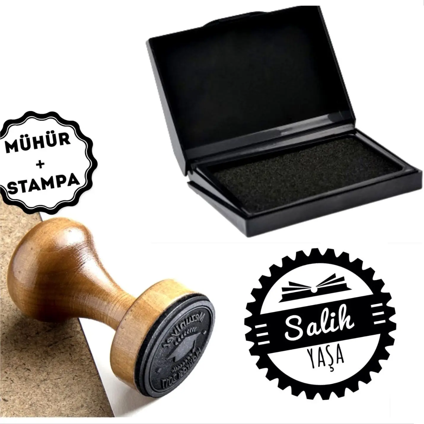 

Personalized Name Written Wood Book Seal-A407