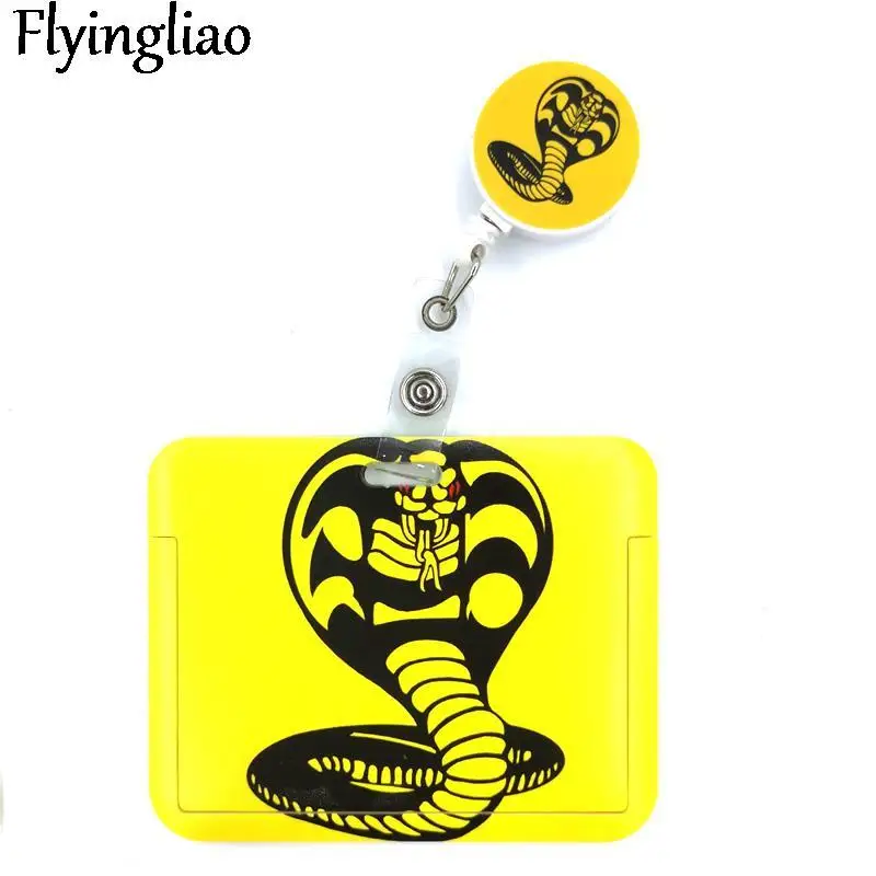 

Snake Cobra Kai Cute Card Cover Clip Lanyard Retractable Student Nurse Badge Reel Clip Cartoon ID Card Badge Holder accessories