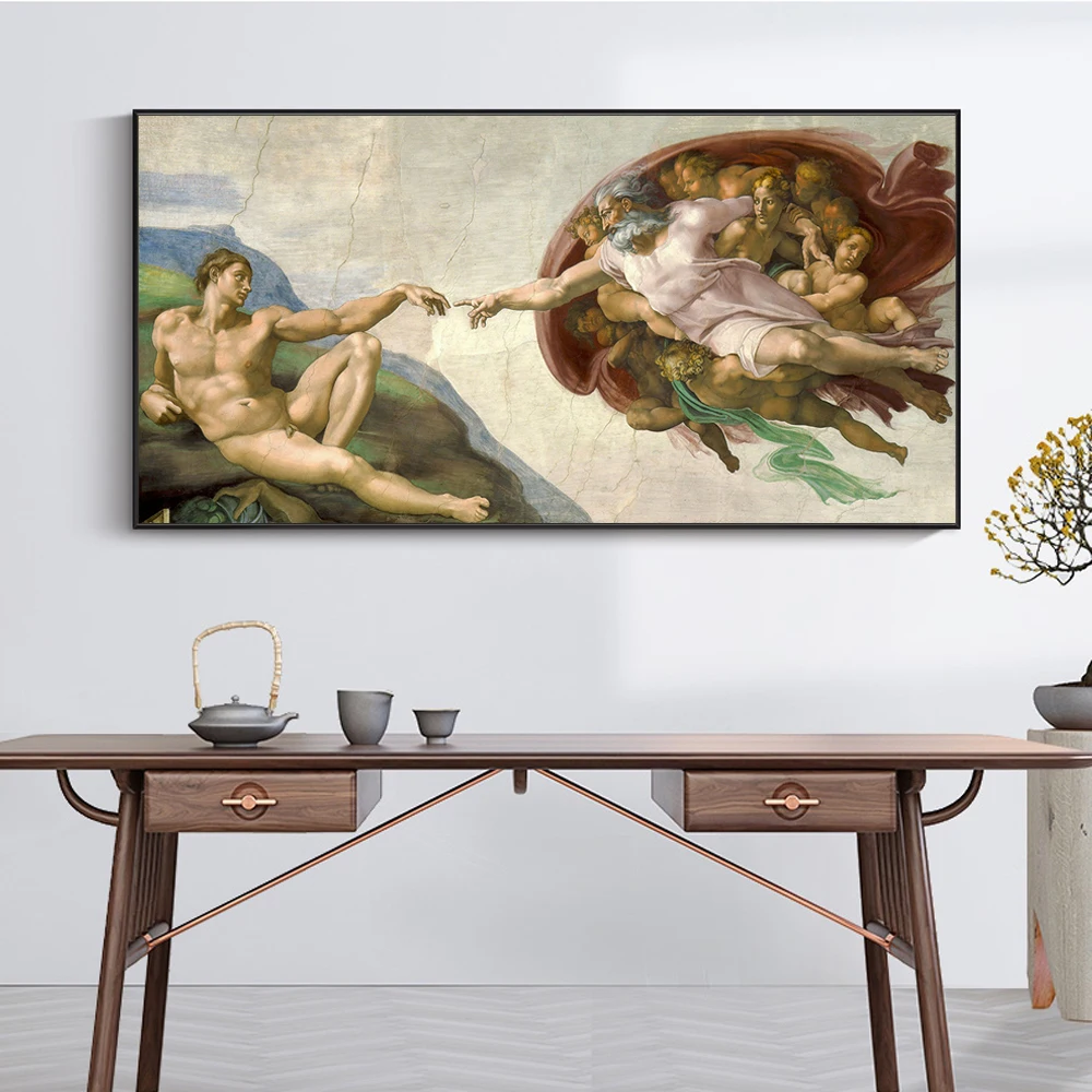 

The Creation Of Adam By Michelangelo Canvas Paintings On the Wall Art Posters And Prints Famous Art Pictures For Living Room