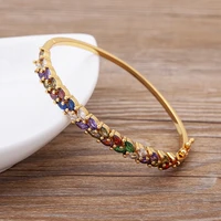 aibef new punk rainbow crystal cubic zirconia bangle for women easy wear bracelets wedding party birthday jewelry dropshipping