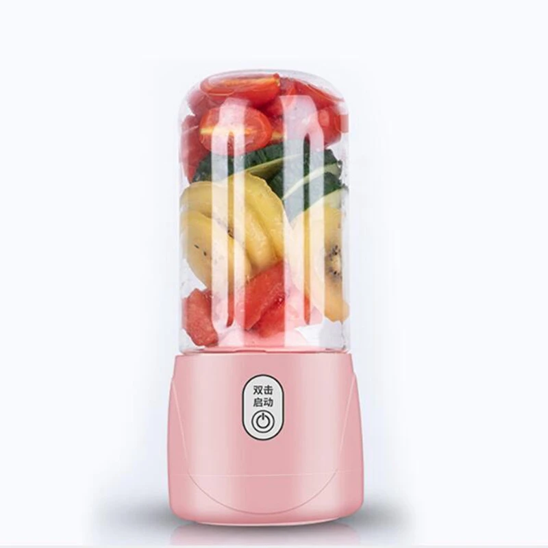 

6 Blades Portable Juicer Electric USB Rechargeable Smoothie Blender Machine Mixer Juice Cup Maker Fast Blenders,Pink