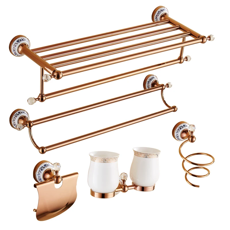 Аксессуары для ванной комнаты из нержавеющей стали цвета розового золота