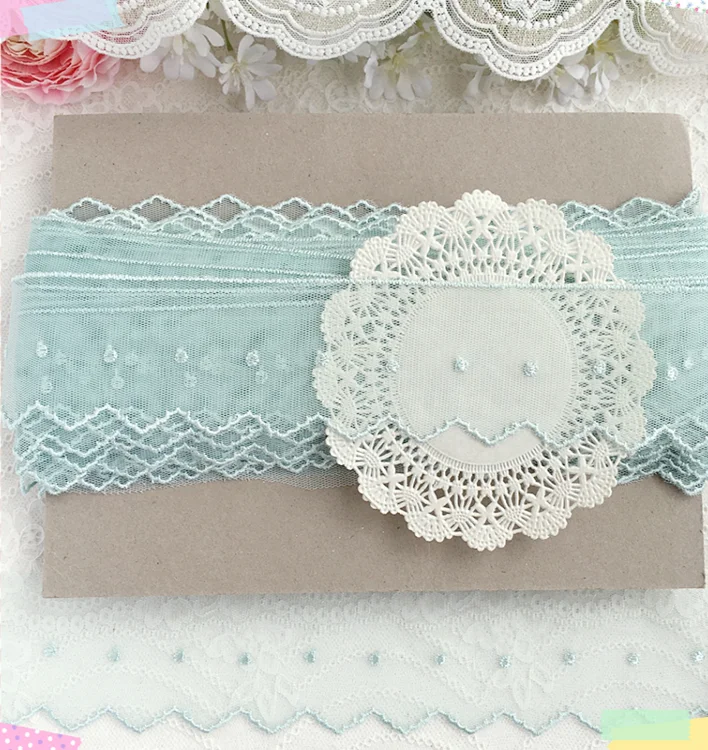 3 ярда Высококачественная Красивая зеленая мятно-синяя кружевная лента с