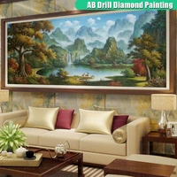 5d new ab diamond painting large size forest waterfall full square round diamont embroidery lake trees cross stitch mosaic decor
