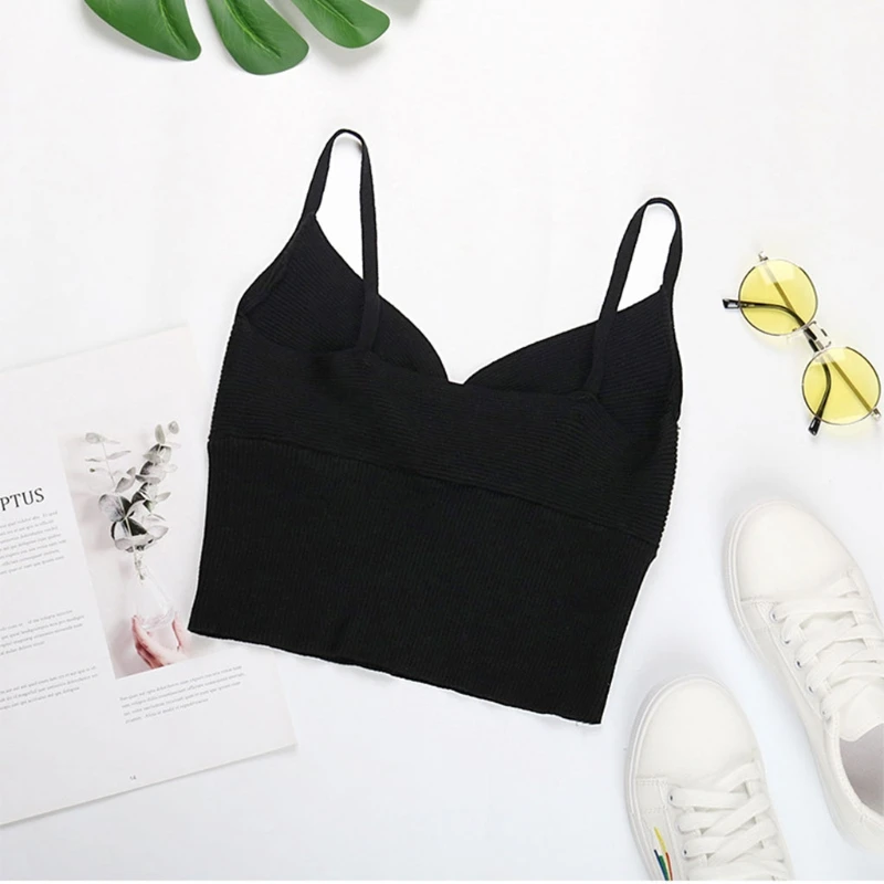 

2021 Summer Ladies Sexy Cotton Short Camisole Solid Color Low-cut V-neck Sleeveless Vest