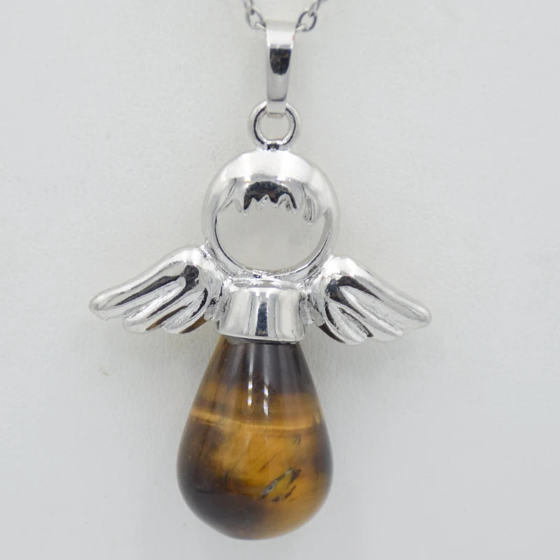 Подвеска в виде ангелов из натуральных камней Ониксовые Подвески серебристого