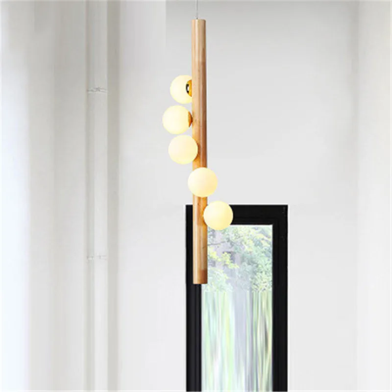 Nordic 5 Heads Magic Bean Lamp Stairwell Personality Decoration Restaurant Molecular Lamps Modern Wooden Chandelier | Лампы и