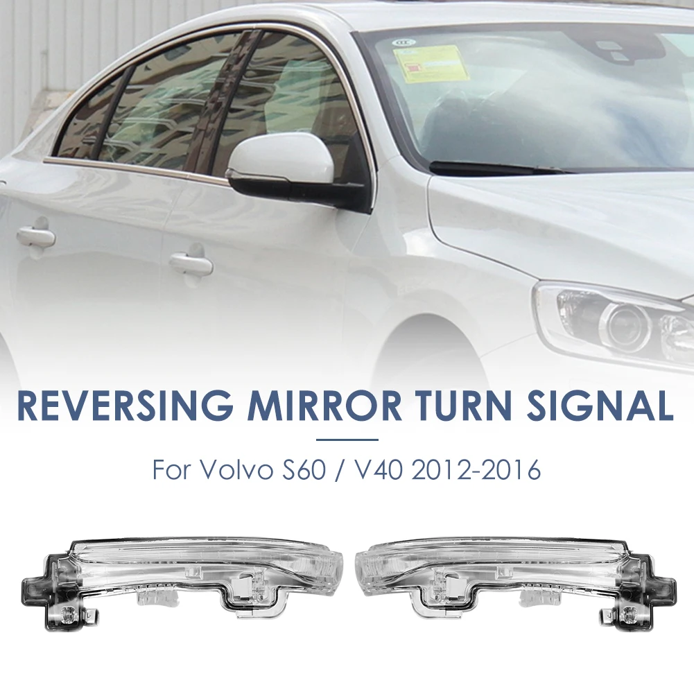 

1Pair Blinker Indicator Light Personal Cars Wing Mirror Clear Lens Outdoor Decoration for Volvo S60 V40 2012-2016
