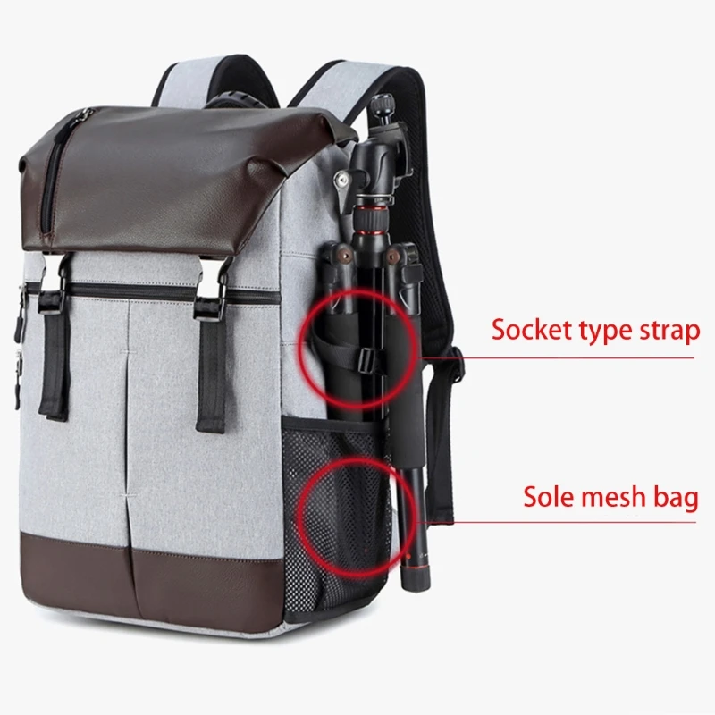 2021 newdark graynew leather camera computer bag slr lightweight professional camera bag multifunctional leisure backpack free global shipping