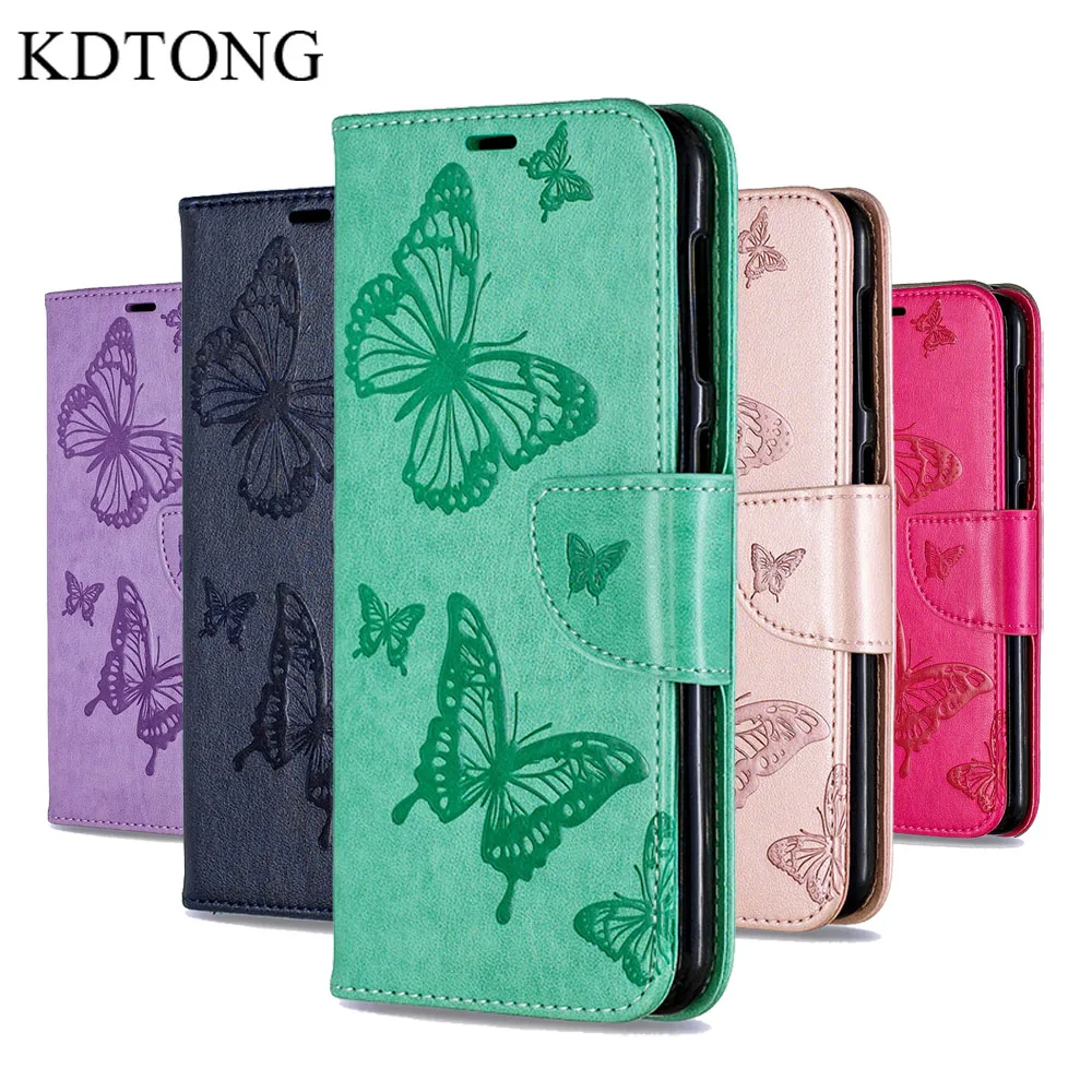 

Cute Embossing butterfly Case For Samsung Galaxy A6 A7 J4 J6 Plus 2018 Case Cute Flip Leather Wallet Cover Phone Bags Shells