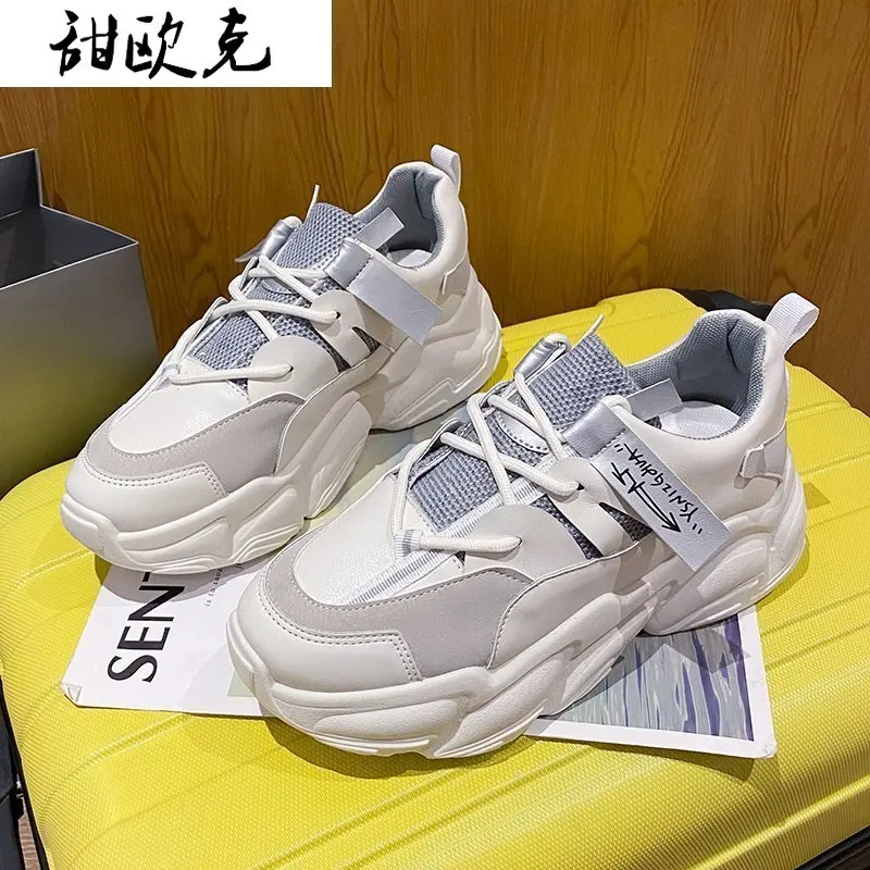 

2021 Fashion Women's Shoes Vulcanized Shoes Lace-up Color Matching Platform Shoes Woman Sneakers Spring Comfortable Casual Shoes