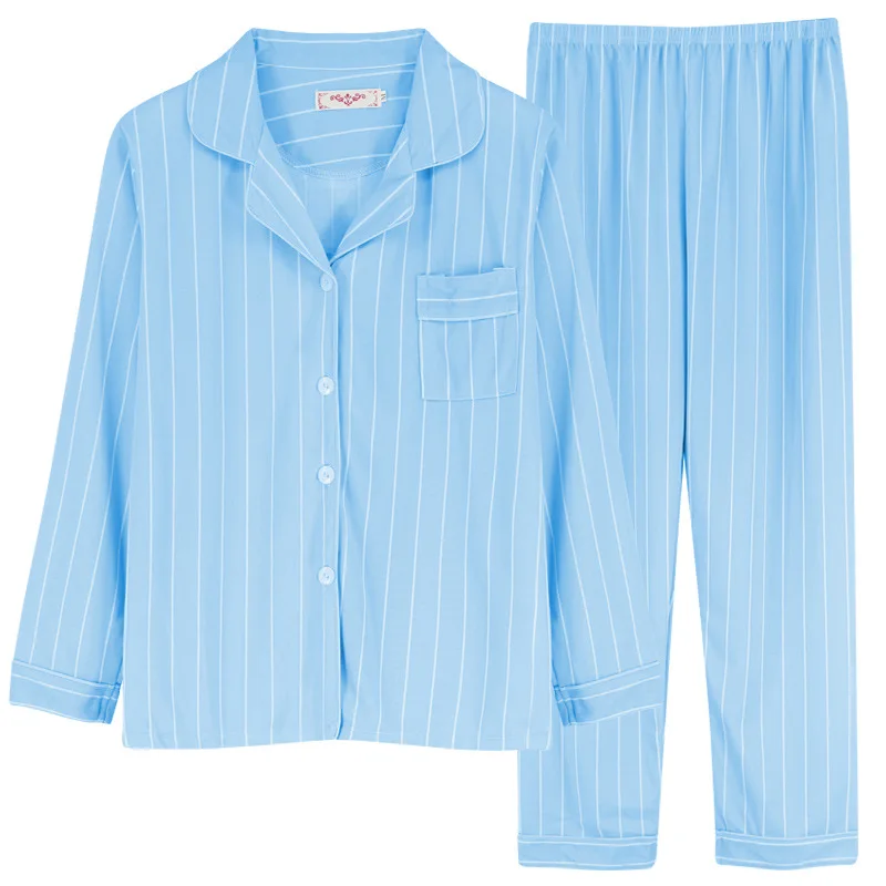 

SLPBELY Women Pajamas Homesuit Loungewear Spring Stripe Casual Nightwear Long Sleeves+Pant Homewear Set Lovely Sleepwear Pyjamas