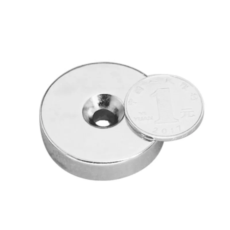Мощный цилиндр редкоземельный потайной магнит 40*10 отверстие 10 мм круглые