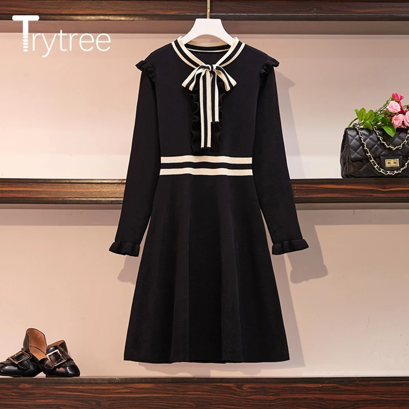Летнее осеннее женское Повседневное платье Trytree 2020 с оборками элегантное