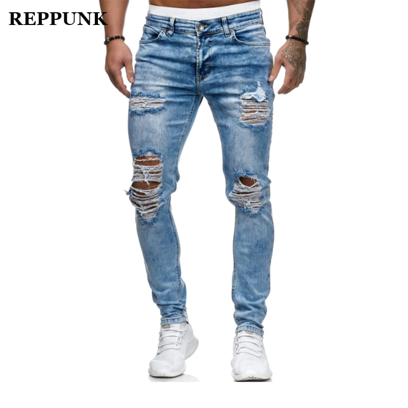 2020 новые рваные джинсы мужские модные обтягивающие штаны карандаш стрейч из