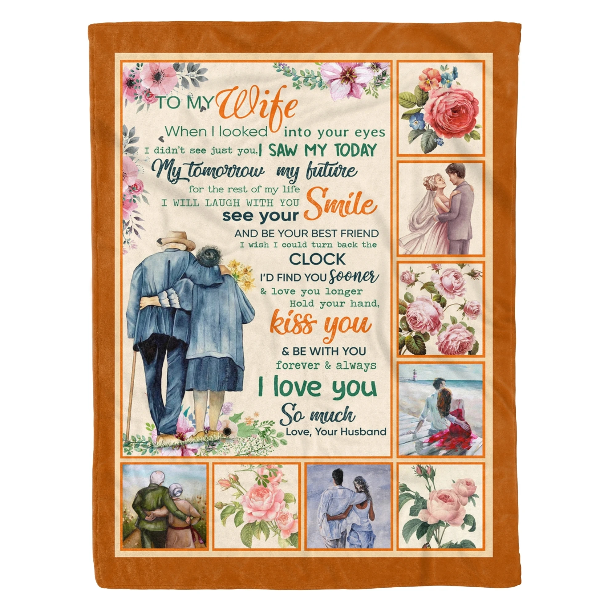 

TOADDMOS 2021 Valentine's Day Blanket Gift for Her to My Wife I Saw My Today My Tomorrow My Future Warm Throw Blanket for Sofa